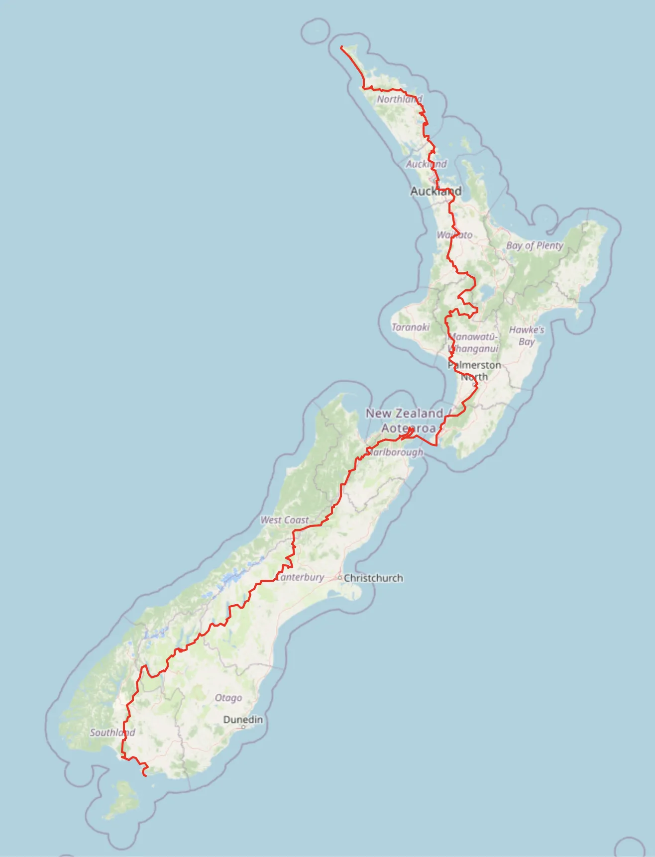 Te Araroa Route Map